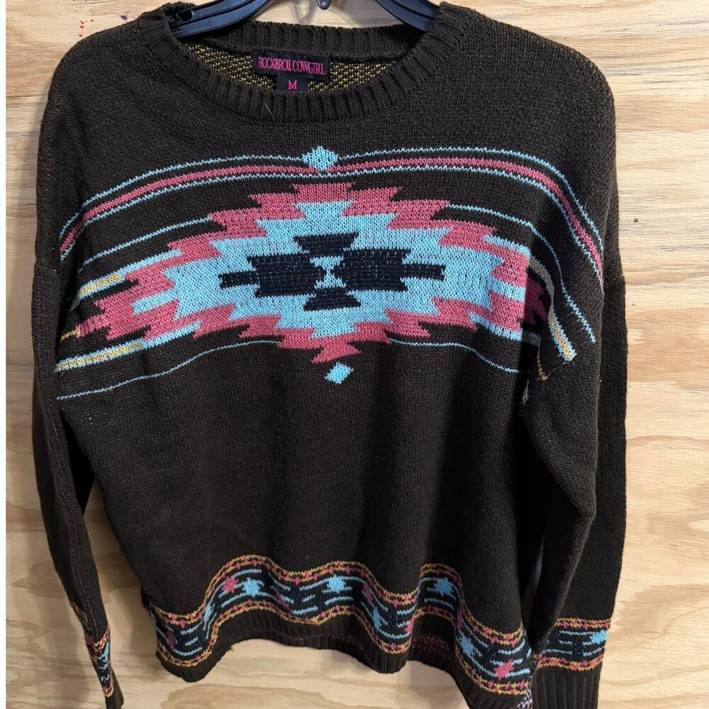 Women's Rock and Roll Cowgirl‎ Medium Aztec Western Sweater Knit